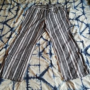 ELLEN TRACY Linen Blend Striped Pants - Sz M